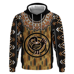 Printed Mud Cloth and Adinkra Symbol Hoodie