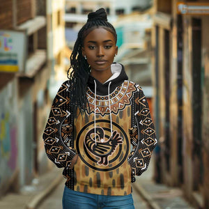 Printed Mud Cloth and Adinkra Symbol Hoodie