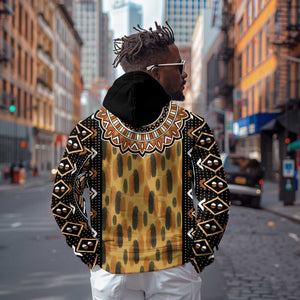 Printed Mud Cloth and Adinkra Symbol Hoodie