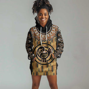 Printed Mud Cloth and Adinkra Symbol Hoodie Dress