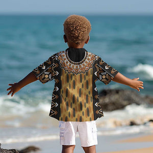 Printed Mud Cloth and Adinkra Symbol Kid Hawaiian Shirt