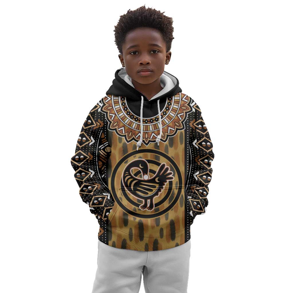 Printed Mud Cloth and Adinkra Symbol Kid Hoodie