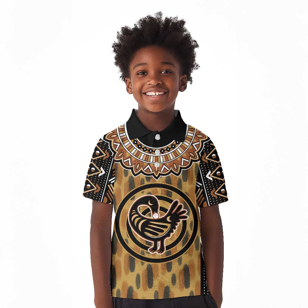 Printed Mud Cloth and Adinkra Symbol Kid Polo Shirt