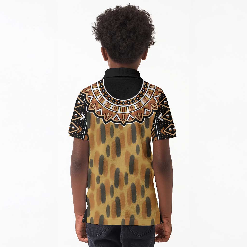 Printed Mud Cloth and Adinkra Symbol Kid Polo Shirt