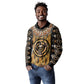 Printed Mud Cloth and Adinkra Symbol Long Sleeve Polo Shirt
