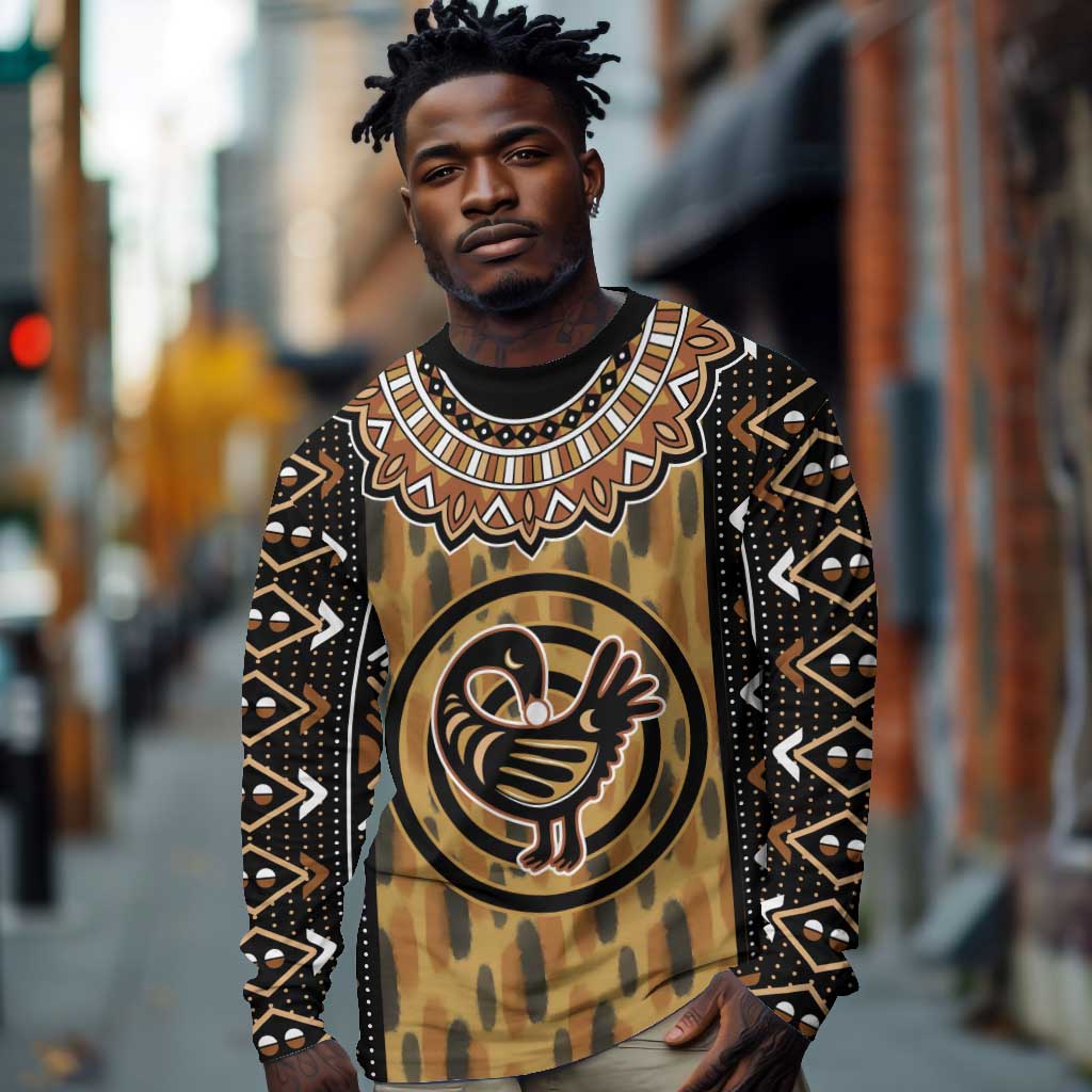 Printed Mud Cloth and Adinkra Symbol Long Sleeve Shirt DT02