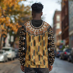 Printed Mud Cloth and Adinkra Symbol Long Sleeve Shirt DT02