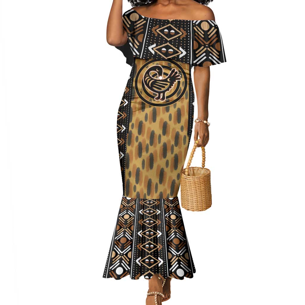 Printed Mud Cloth and Adinkra Symbol Mermaid Dress