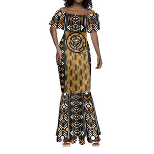 Printed Mud Cloth and Adinkra Symbol Mermaid Dress