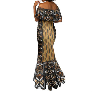 Printed Mud Cloth and Adinkra Symbol Mermaid Dress