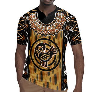 Printed Mud Cloth and Adinkra Symbol Rugby Jersey