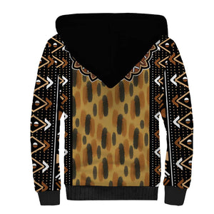 Printed Mud Cloth and Adinkra Symbol Sherpa Hoodie