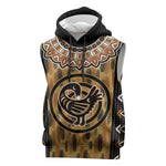 Printed Mud Cloth and Adinkra Symbol Sleeveless Hoodie - African Pride