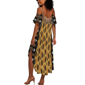 Printed Mud Cloth and Adinkra Symbol Summer Maxi Dress