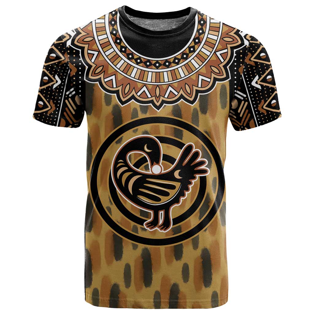 Printed Mud Cloth and Adinkra Symbol T shirt