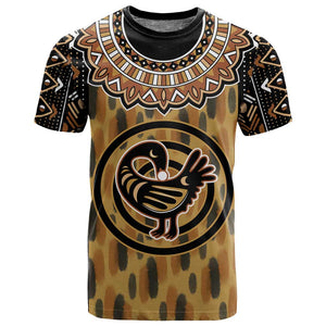 Printed Mud Cloth and Adinkra Symbol T shirt