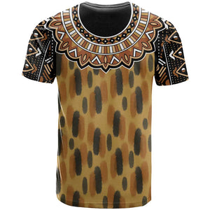 Printed Mud Cloth and Adinkra Symbol T shirt