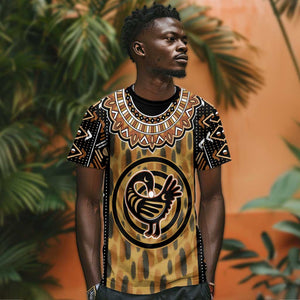 Printed Mud Cloth and Adinkra Symbol T shirt