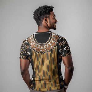 Printed Mud Cloth and Adinkra Symbol T shirt