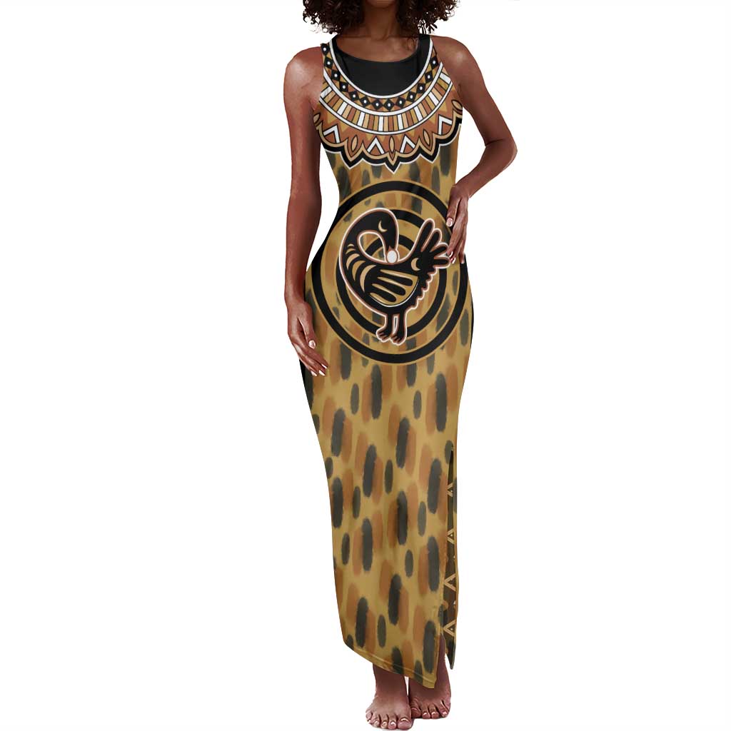 Printed Mud Cloth and Adinkra Symbol Tank Maxi Dress