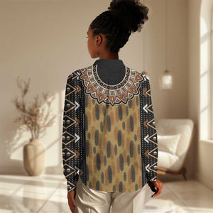 Printed Mud Cloth and Adinkra Symbol Women Casual Shirt