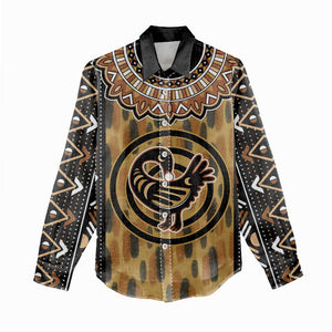 Printed Mud Cloth and Adinkra Symbol Women Casual Shirt