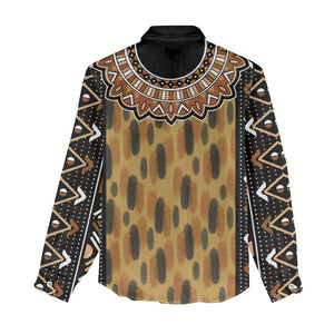 Printed Mud Cloth and Adinkra Symbol Women Casual Shirt