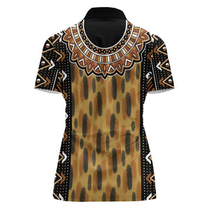 Printed Mud Cloth and Adinkra Symbol Women Polo Shirt