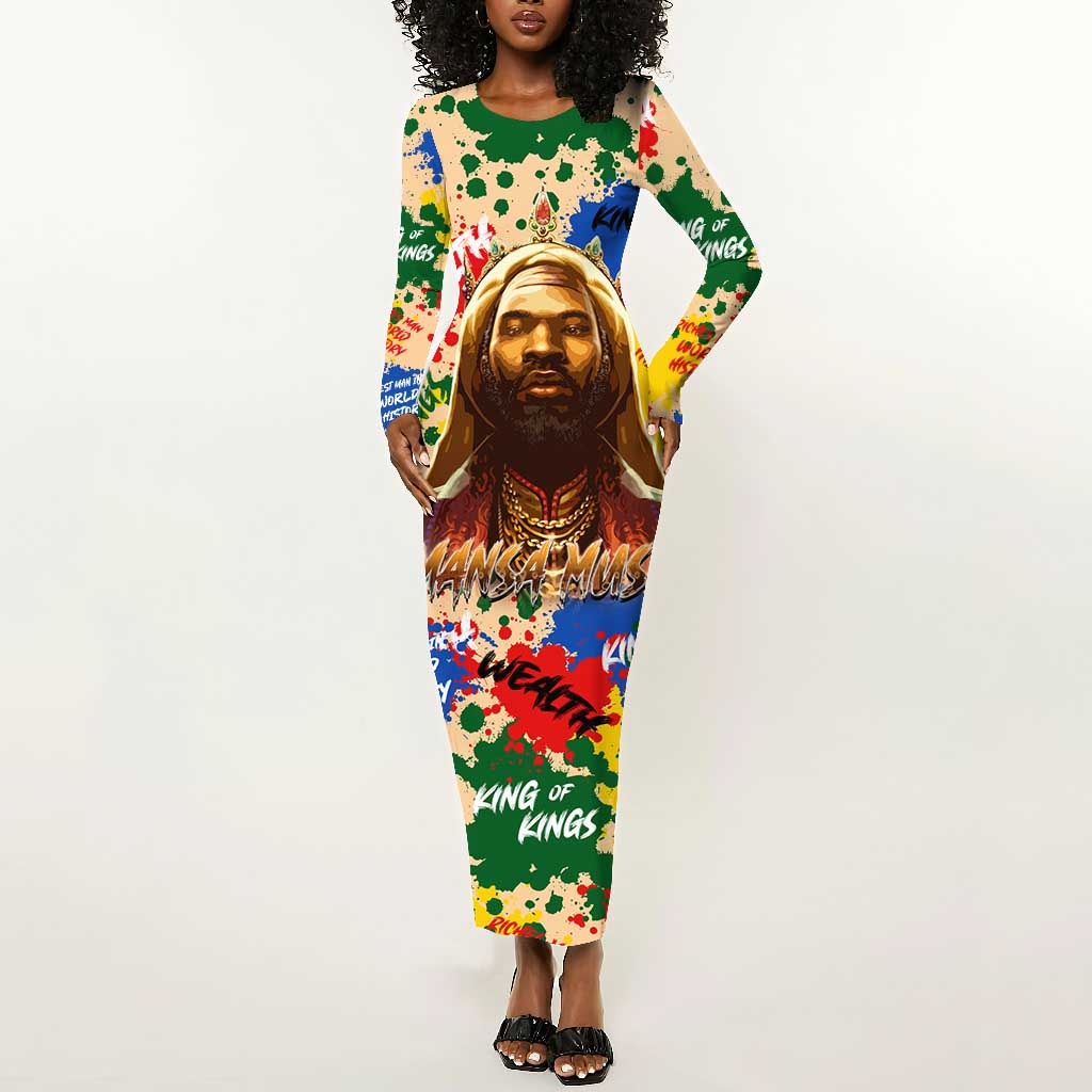 King Of Kings Mansa Musa Long Sleeve Bodycon Dress