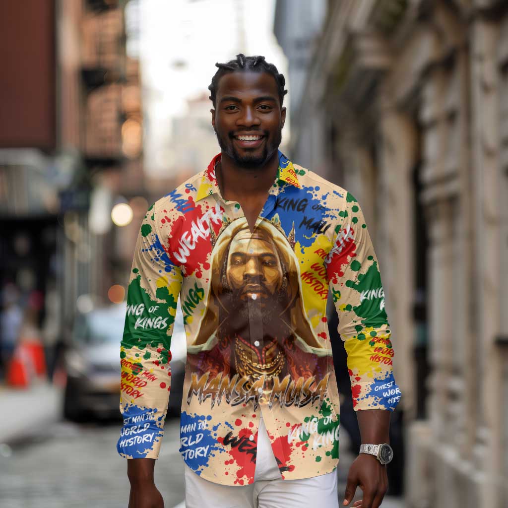 King Of Kings Mansa Musa Long Sleeve Button Shirt