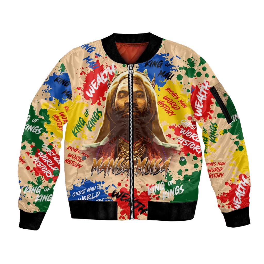 King Of Kings Mansa Musa Sleeve Zip Bomber Jacket