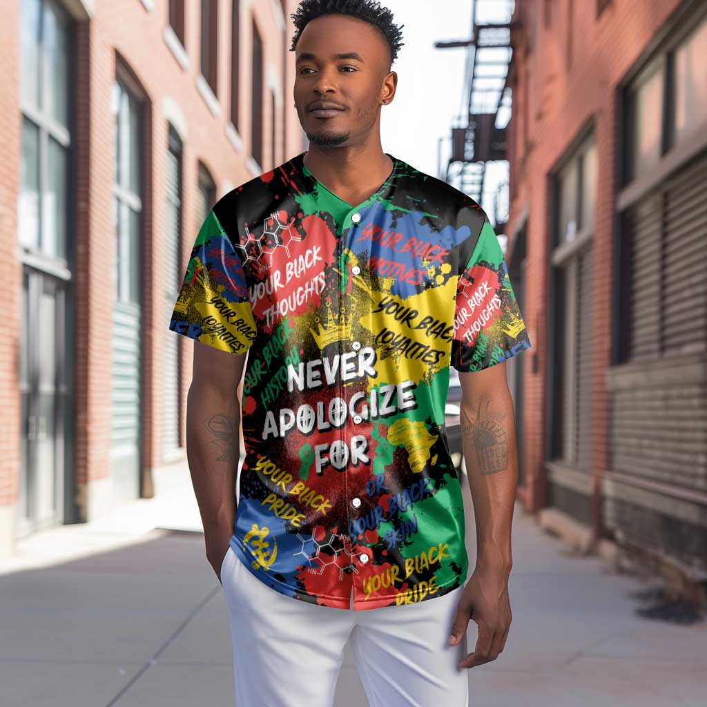 Never Apologize For Being Black Baseball Jersey