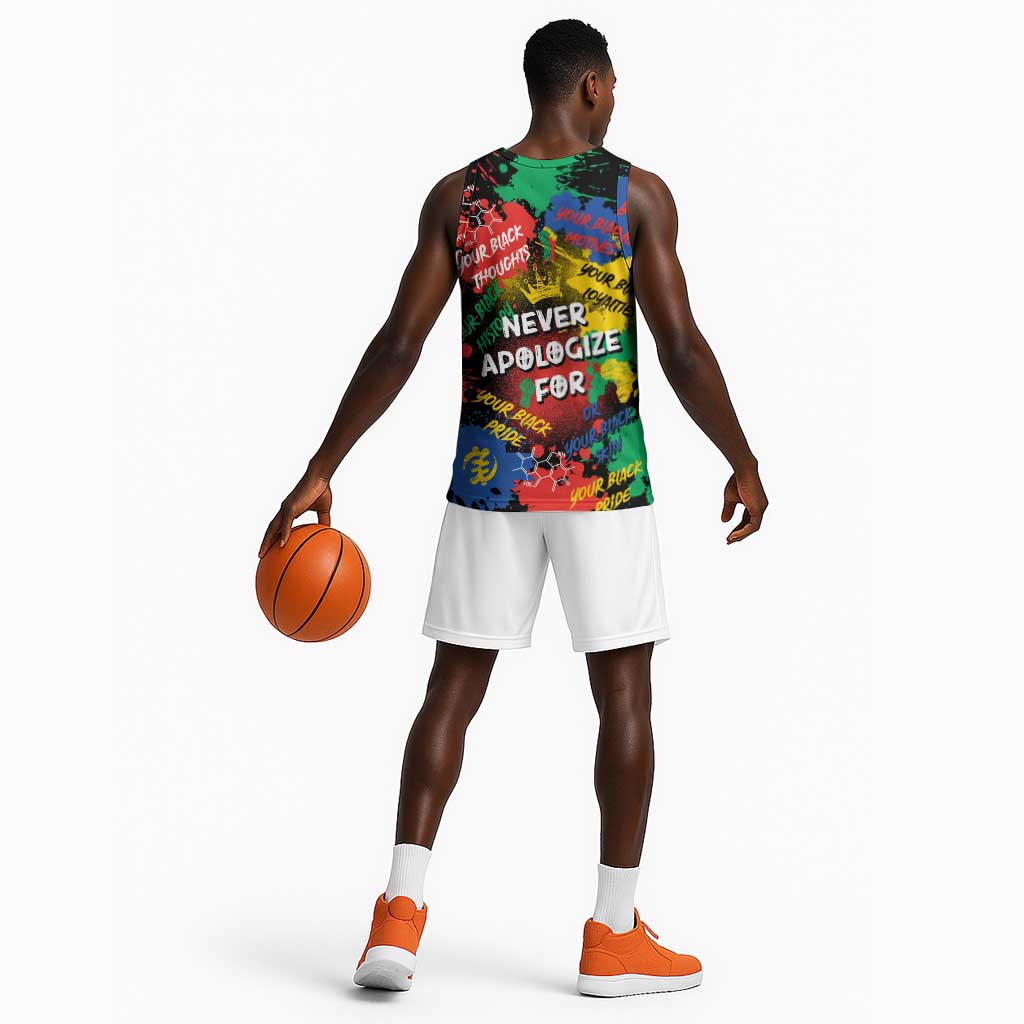 Never Apologize For Being Black Basketball Jersey DT02