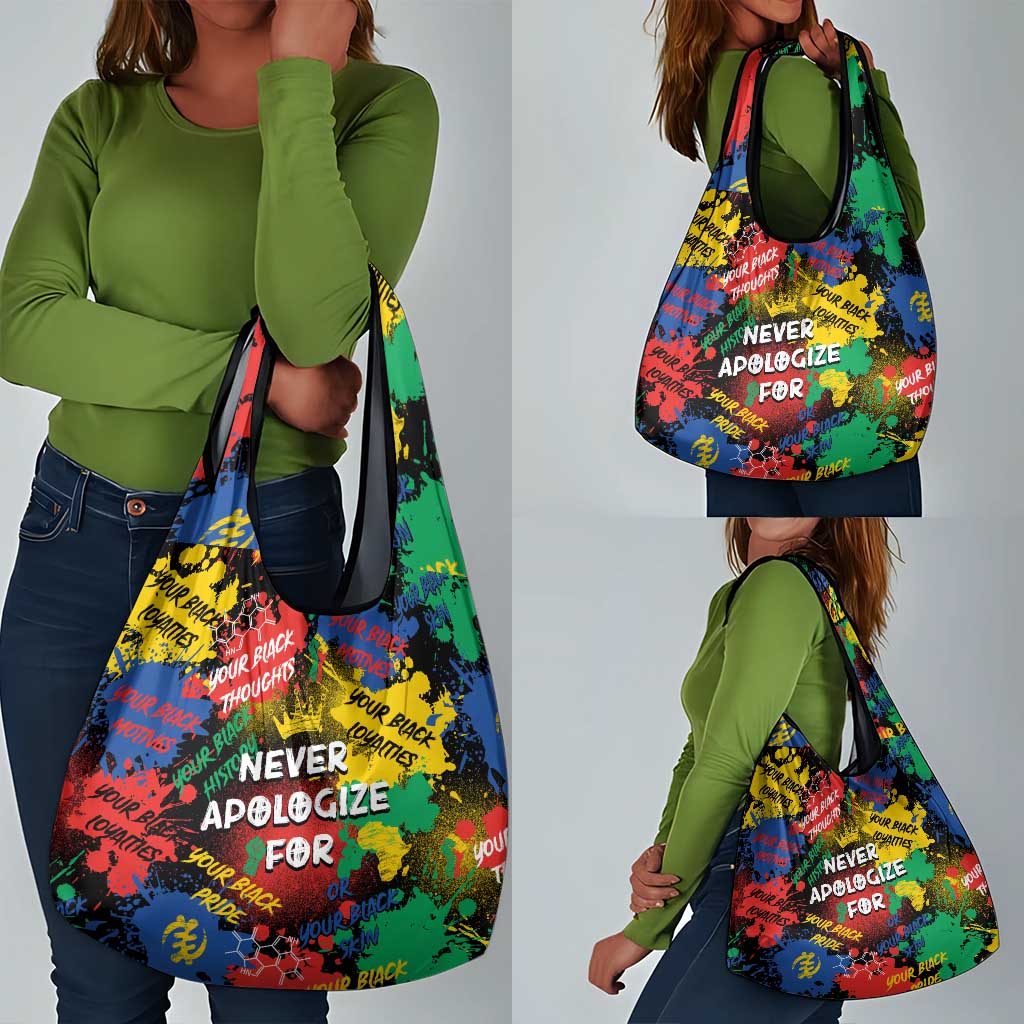 Never Apologize For Being Black Grocery Bag