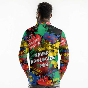 Never Apologize For Being Black Long Sleeve Polo Shirt