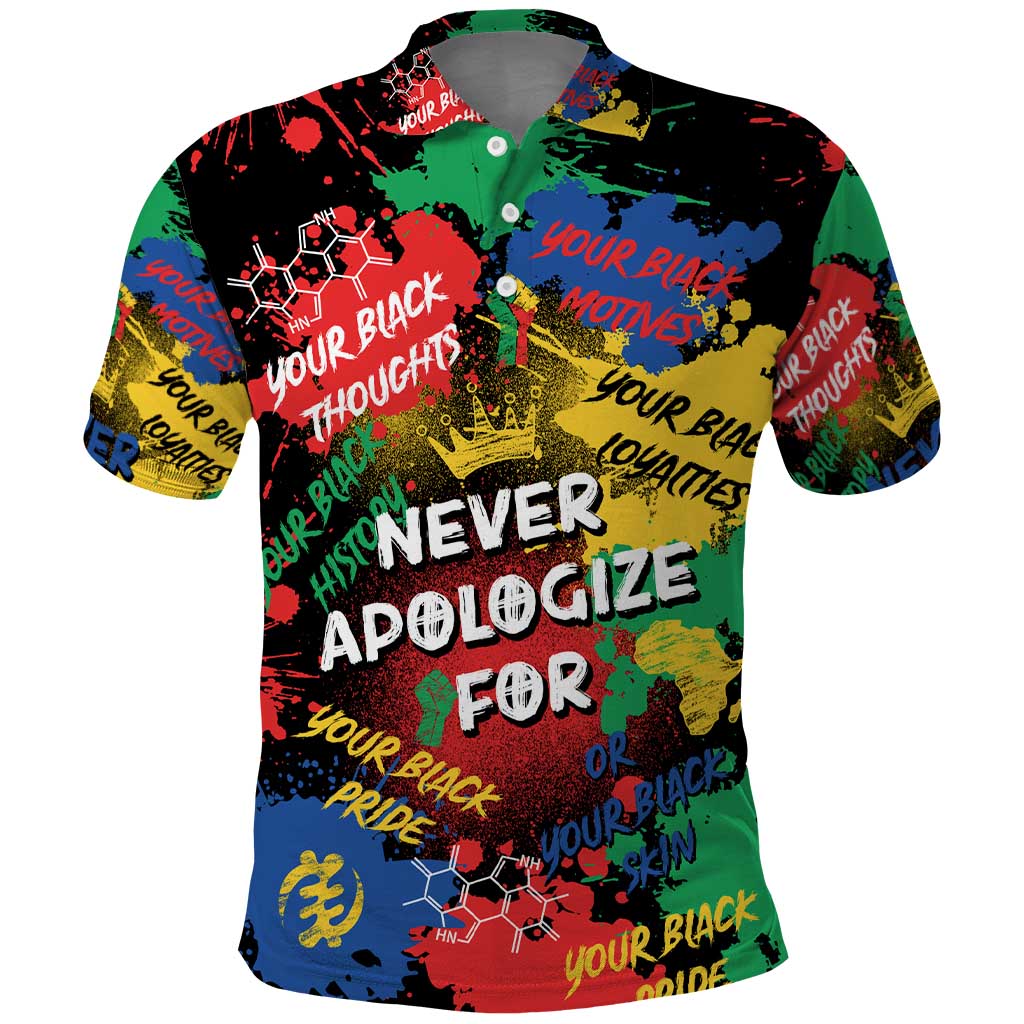 Never Apologize For Being Black Polo Shirt