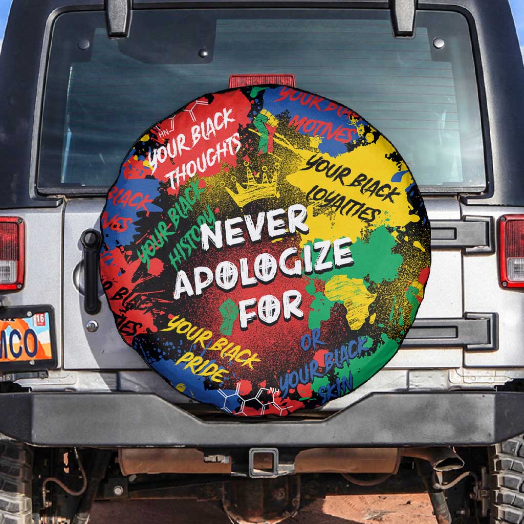 Never Apologize For Being Black Spare Tire Cover