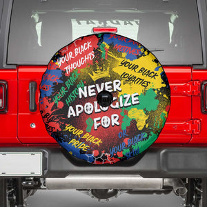 Never Apologize For Being Black Spare Tire Cover