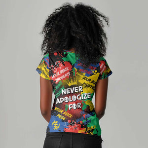 Never Apologize For Being Black Women V-Neck T-Shirt