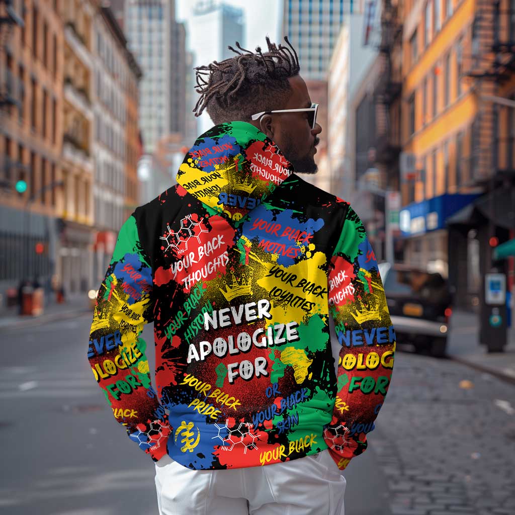 Never Apologize For Being Black Zip Hoodie