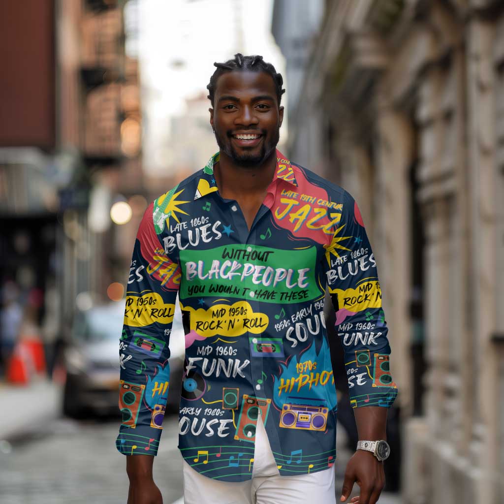 Music That Makes Us Proud African Long Sleeve Button Shirt Black People