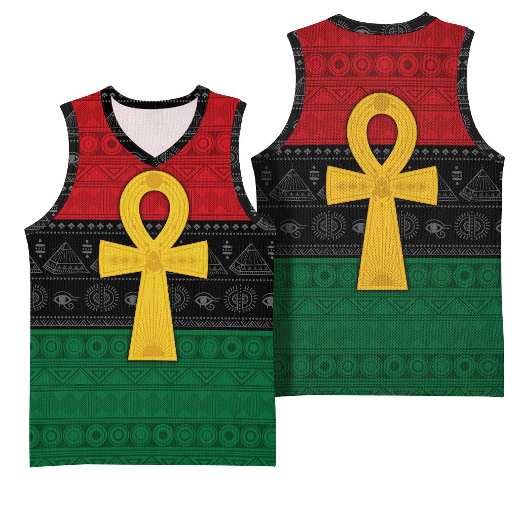 Pan African Ankh Basketball Jersey Egyptian Cross DT02