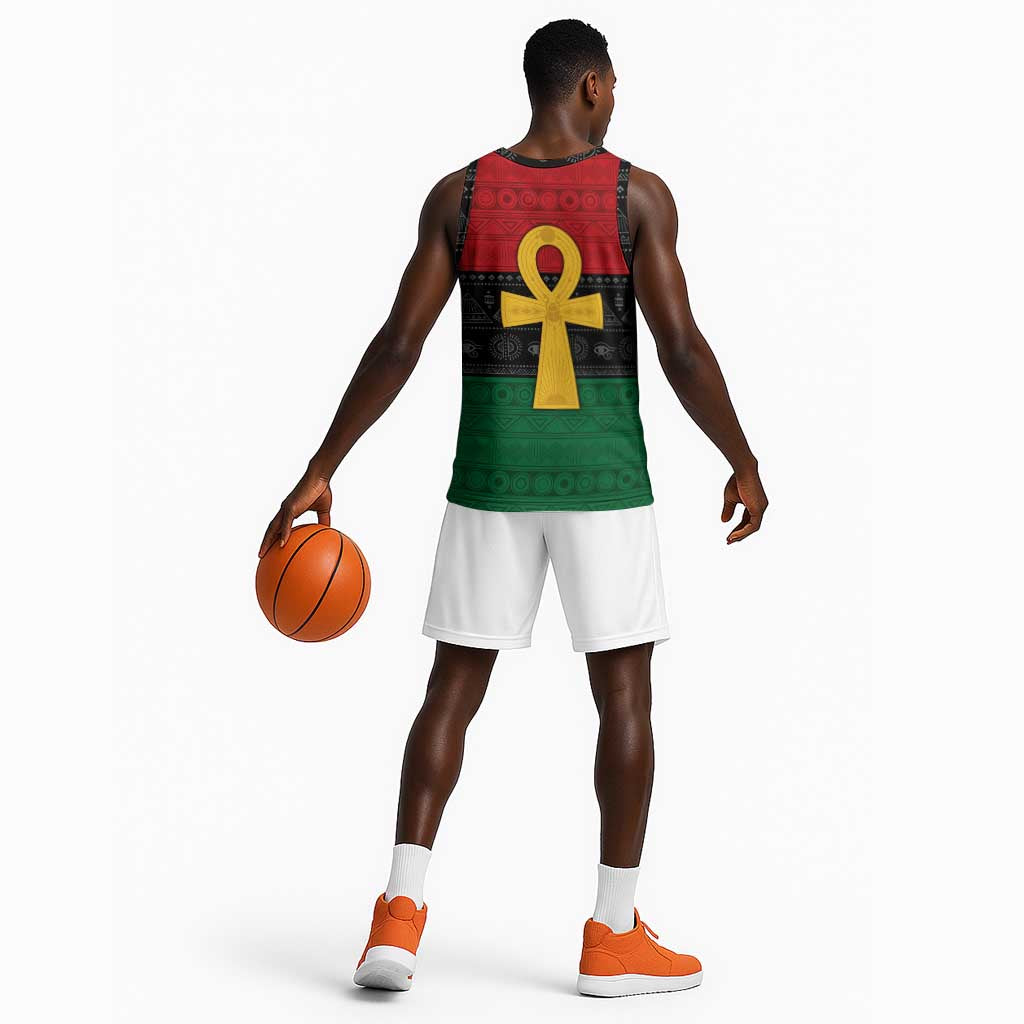 Pan African Ankh Basketball Jersey Egyptian Cross DT02