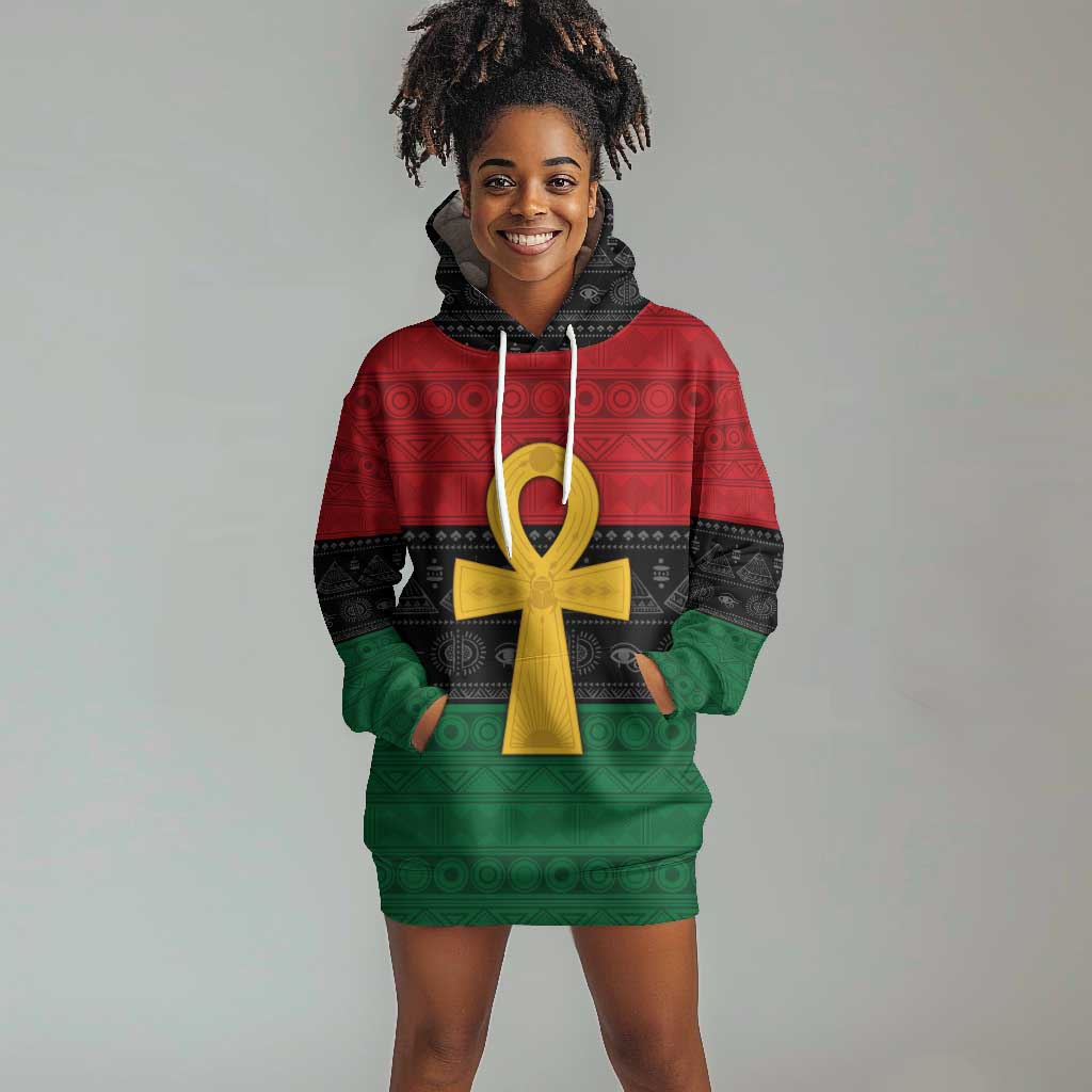 Pan African Ankh Hoodie Dress Egyptian Cross