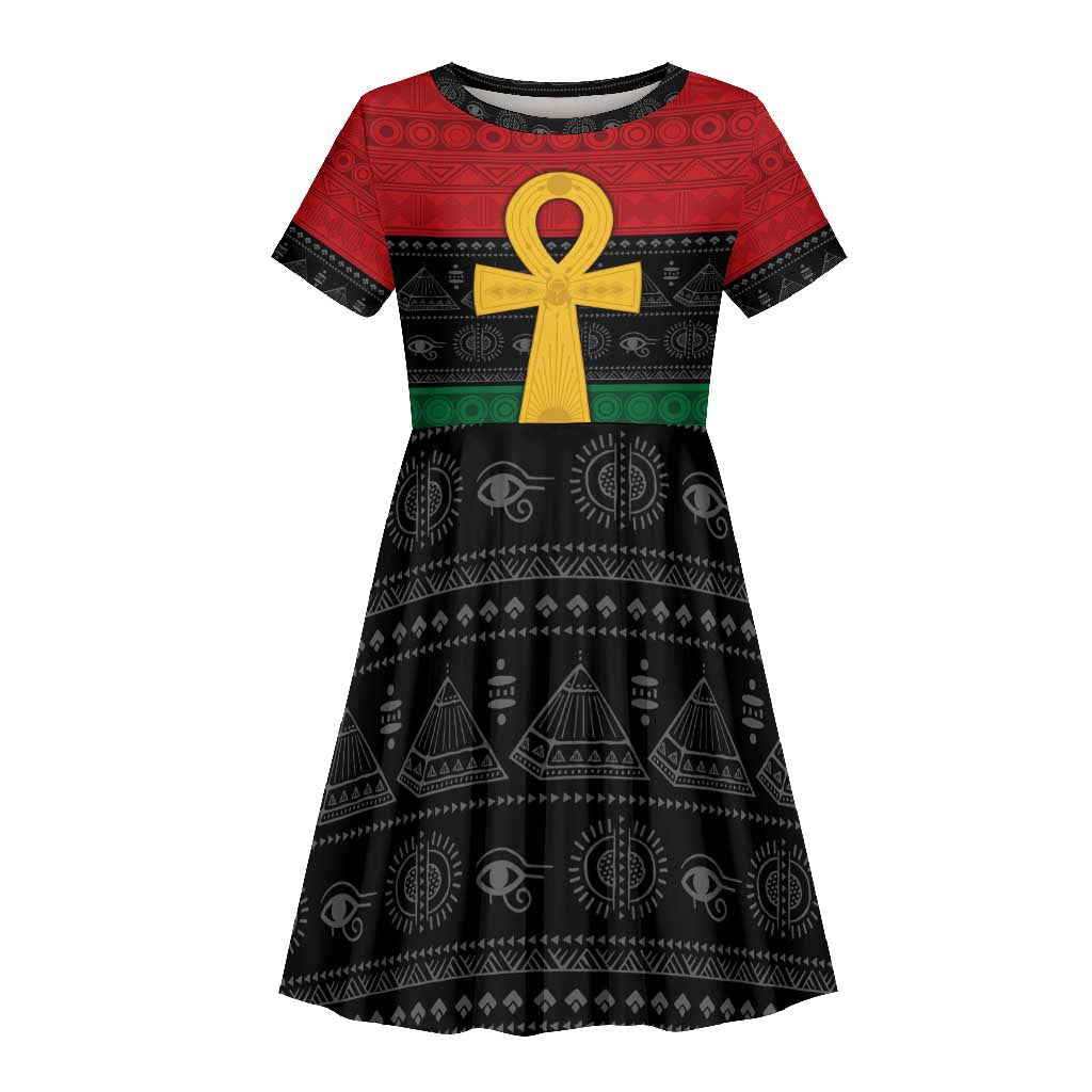 Pan African Ankh Kid Short Sleeve Dress Egyptian Cross