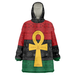 Pan African Ankh KId Wearable Blanket Hoodie Egyptian Cross