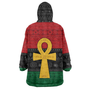 Pan African Ankh KId Wearable Blanket Hoodie Egyptian Cross