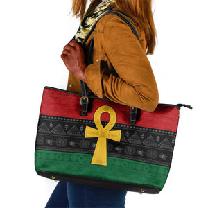 Pan African Ankh Leather Tote Bag Egyptian Cross