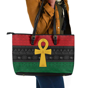 Pan African Ankh Leather Tote Bag Egyptian Cross