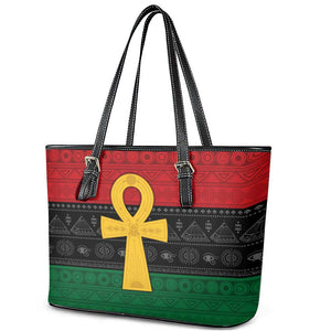 Pan African Ankh Leather Tote Bag Egyptian Cross